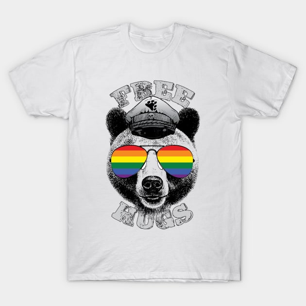 Daddy Bear With LGBT Gay Pride Flag Sunglasses T-Shirt by USProudness